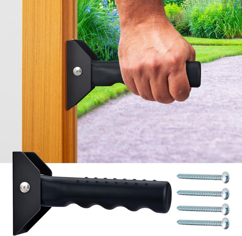 APDTEK Flip Up Grab Bar for Doorway/Stairs Safety Assist Handles for Elderly Non-Slip Grip Bar Great for Seniors, Elderly, Disabled, Handicap and Injured People - Suitable for Wood Door (Black) - Image 1